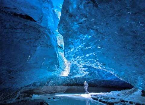 Blue ice cave Stock Photos