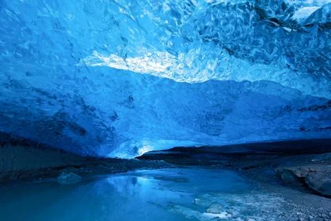 Blue ice cave Stock Photos