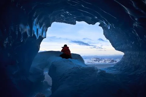 Blue ice cave Stock Photos