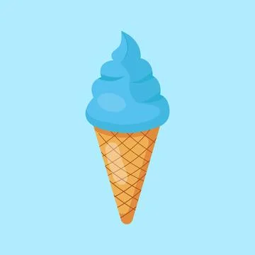 Blue Ice Cream Cone Flat Vector Illustration Stock-Illustration