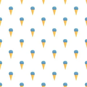 Blue ice cream cones repeating pattern with sprinkles Illustrazione stock
