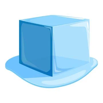 Blue ice cube melting on white background Stock Illustration