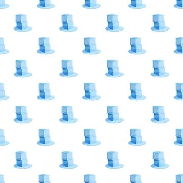Blue ice cube stacks seamless pattern background Illustrazione stock