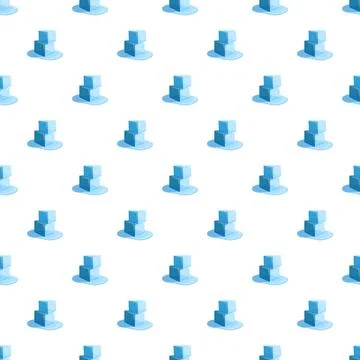 Blue ice cubes melting seamless pattern background 스톡 일러스트
