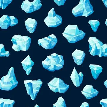Blue ice cubes or crystals seamless vector pattern Illustrazione stock