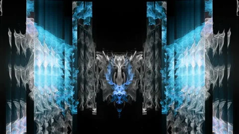 Blue Ice Fire Gate Wings Lighter Flame Video Art VJ Loop Stock Footage 144996990