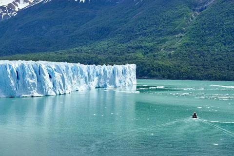 Blue ice of Perito Moreno Glacier in Glaciers national park in Patagonia, Ar Stock Photos