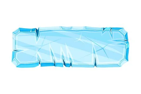 Blue Ice Rectangular Board as Shaped Element for Game and Web Design Vector 스톡 일러스트