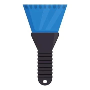 Blue ice scraper removing ice from windshield Illustration