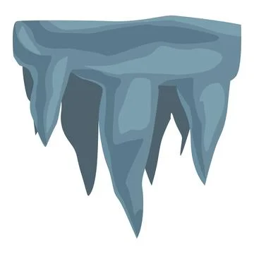 Blue ice shelf hanging with icicles forming Stock Illustration