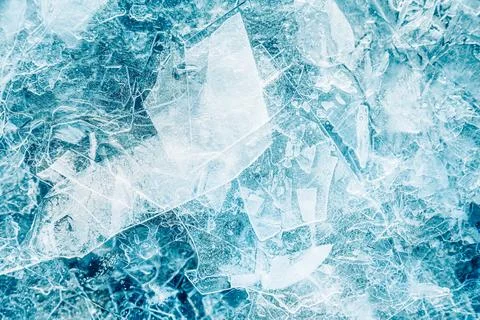 Blue ice texture, abstract natural geometric background of shattered ice. C.. Stock Photos