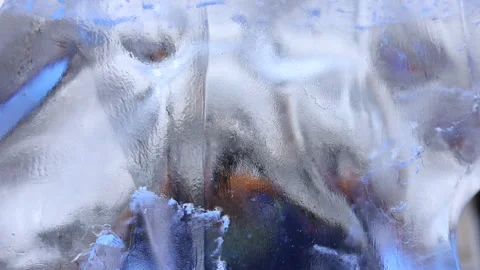 Blue Ice Texture, textured block of transparent ice surface Video stock 297634410