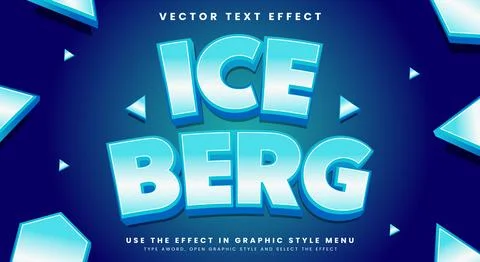 Blue iceberg 3d editable text effect Stock Illustration