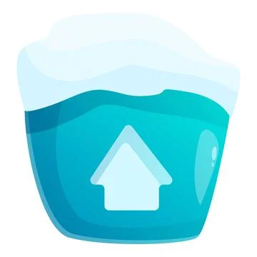 Blue iceberg floating with house shape arrow pointing up Stock Illustration