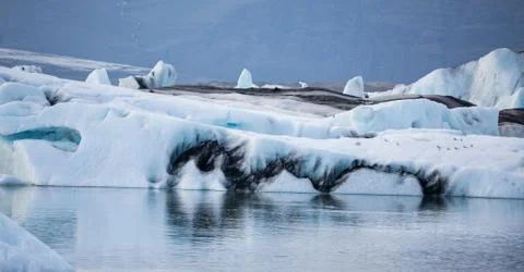 Blue icebergs floating Stock Photos