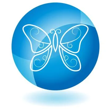 Blue icon - butterfly Stock Illustration