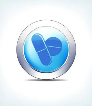 Blue Icon Button Capsules, Tablet, Pill, Healthcare &amp; Pharma Stock Illustration