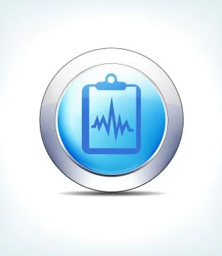 Blue Icon Button Patient Chart, Records, Clipboard, Healthcare &amp; Pharma Illustrazione stock