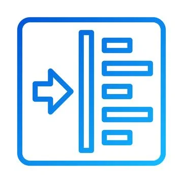 Blue icon of data transfer with an arrow and blocks Illustrazione stock