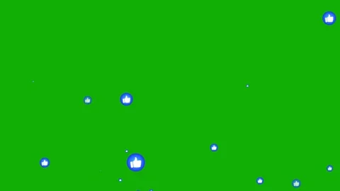 Blue Like Icon Floating from Bottom to the Top on Green Background Stock Footage 245581440