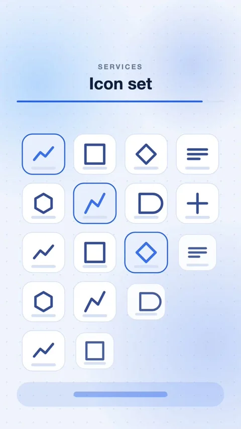 Blue Icon Grid In A Diagonal Wave Vertical Animated Background For Service Stock Footage 343854898