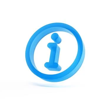 Blue Icon Info on a White Studio Background. Information Sign. 3D Render. Illustrazione stock