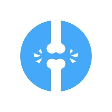 Blue icon of joint pain. Bone, injury, illness. Arthritis concept. Can be used Stock Illustration