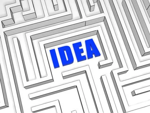 Blue idea in labyrinth Stock Illustration