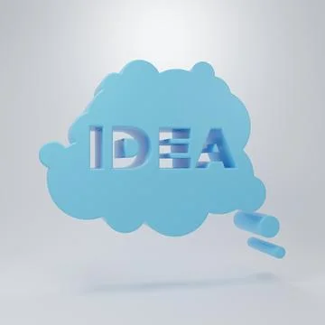 Blue Idea, speech bubble icon isolated on grey background. Message speech b.. Stock Illustration