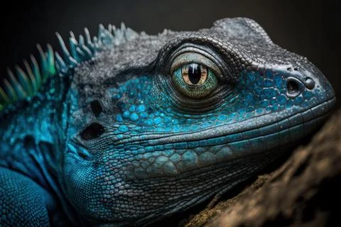 Blue iguana cyclura lewisi, blue iguana magnificent cayman, and a close up of Stock Illustration