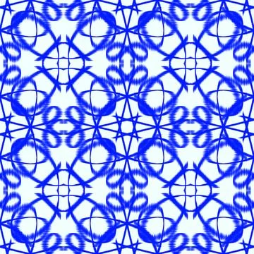 Blue Ikat Seamless Pattern Background イラスト素材