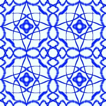 Blue Ikat Seamless Pattern Background Stock Illustration