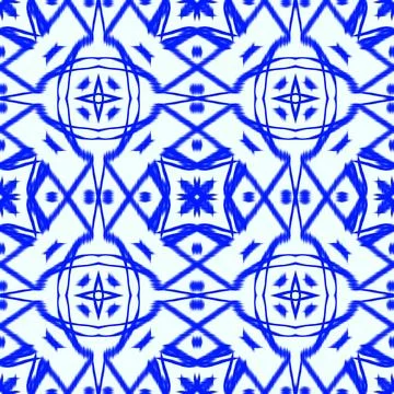 Blue Ikat Seamless Pattern Background Stock Illustration