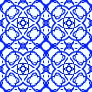 Blue Ikat Seamless Pattern Background Stock Illustration