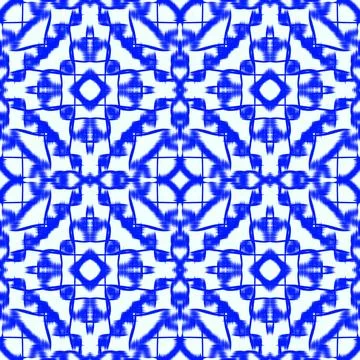 Blue Ikat Seamless Pattern Background Illustrazione stock