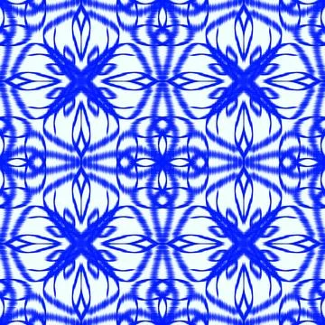 Blue Ikat Seamless Pattern Background Stock Illustration