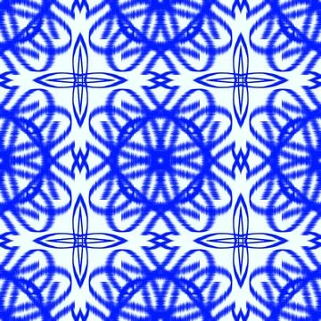 Blue Ikat Seamless Pattern Background Stock Illustration