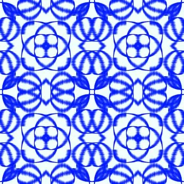 Blue Ikat Seamless Pattern Background Stock Illustration