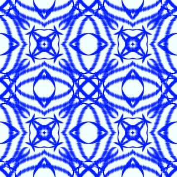 Blue Ikat Seamless Pattern Background Illustrazione stock