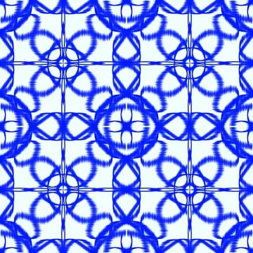 Blue Ikat Seamless Pattern Background Stock Illustration