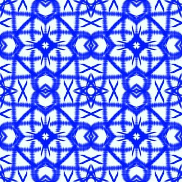 Blue Ikat Seamless Pattern Background Stock Illustration