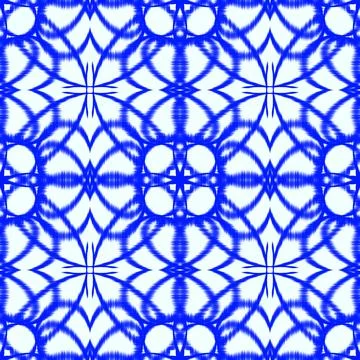 Blue Ikat Seamless Pattern Background Stock Illustration