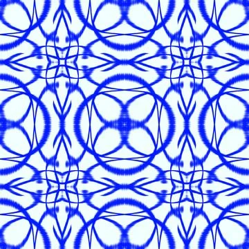 Blue Ikat Seamless Pattern Background Stock Illustration