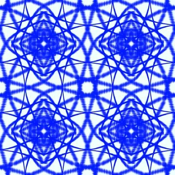 Blue Ikat Seamless Pattern Background Illustrazione stock