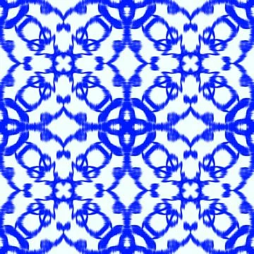Blue Ikat Seamless Pattern Background Stock Illustration
