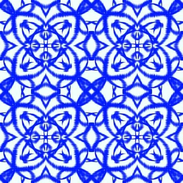 Blue Ikat Seamless Pattern Background Stock Illustration