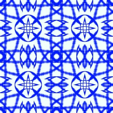 Blue Ikat Seamless Pattern Background Stock Illustration