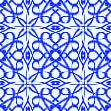 Blue Ikat Seamless Pattern Background Stock Illustration