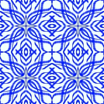 Blue Ikat Seamless Pattern Background Stock Illustration