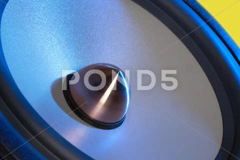 Blue illuminated loudspeaker detail Stock Photos